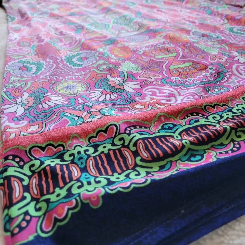 LAUNDRY by SHELLI SEGAL Multi-Color Vibrant Pattern Floral Pull On Dress *sz S*